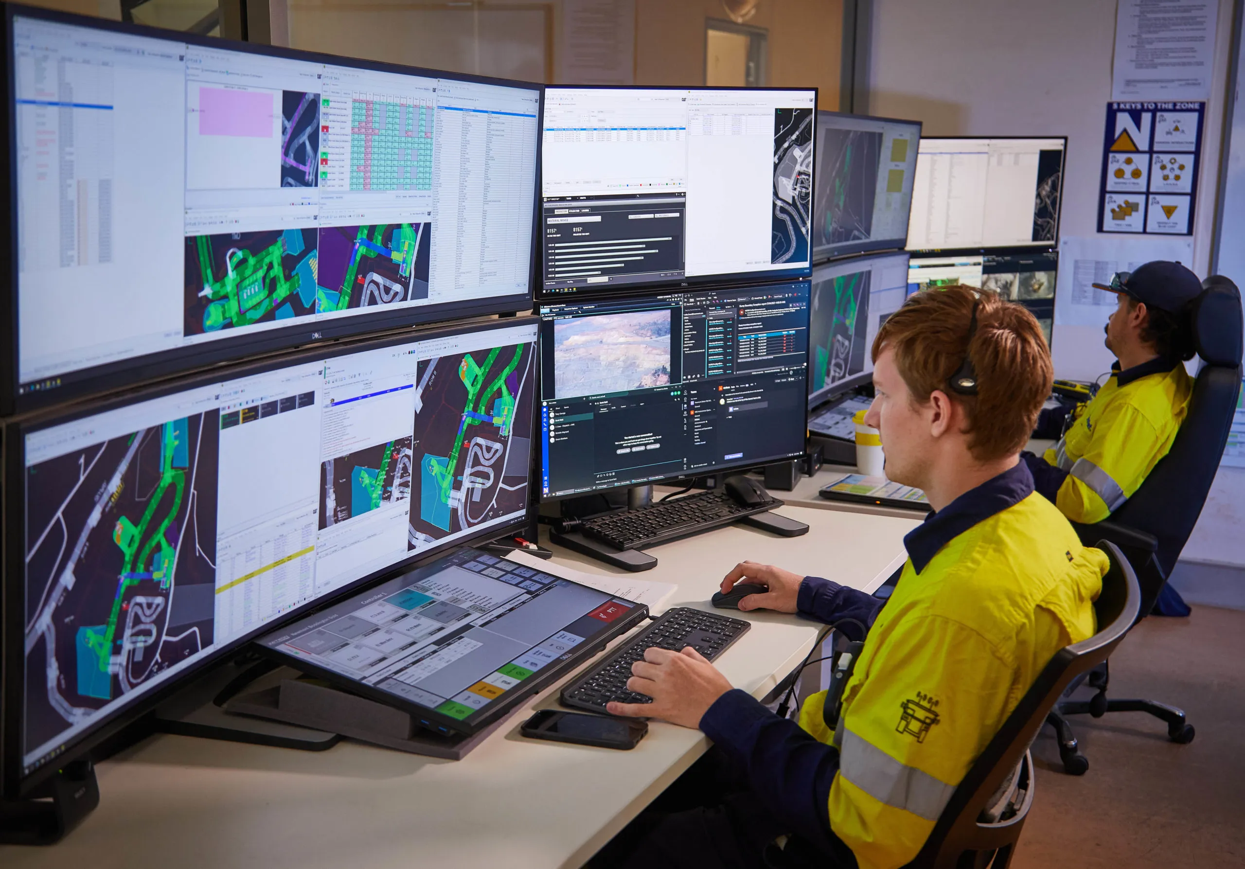 Operators at work in the Newmont control room fitted out by Focus AV
