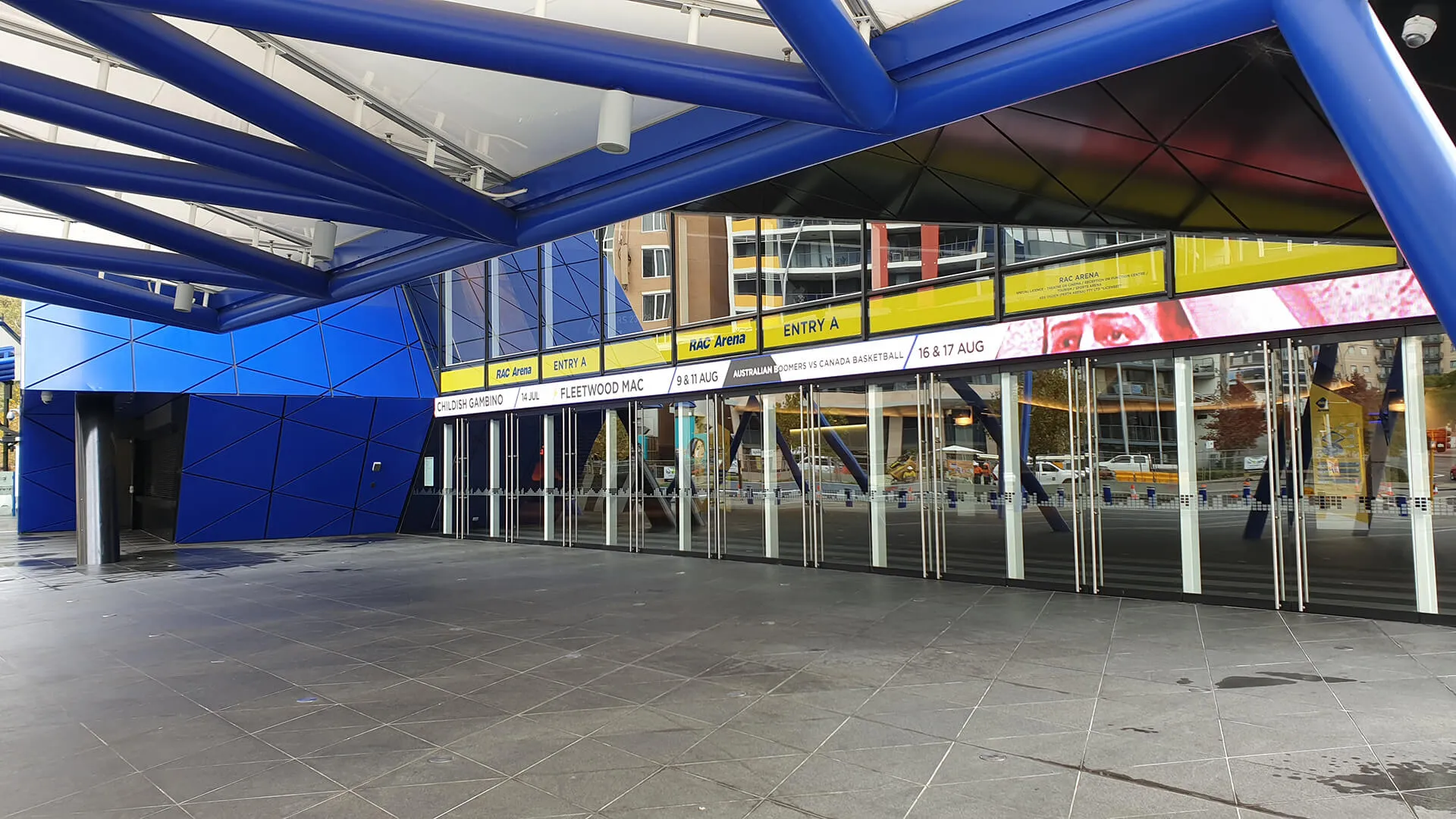 Large-format LED screen at RAC Arena installed by Focus AV